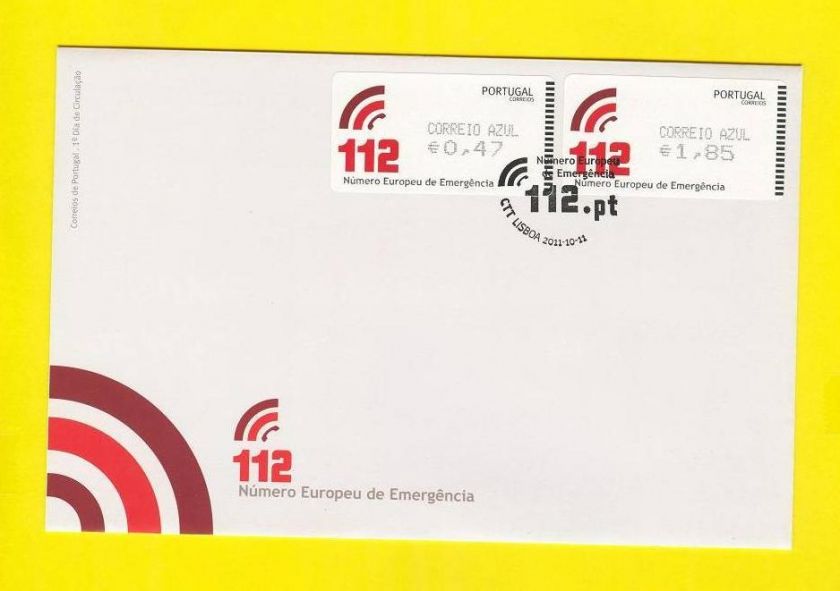   PORTUGAL 2011 ATM set AMIEL TIMBRES  112 EUROPEAN EMERGENCY NUMBER