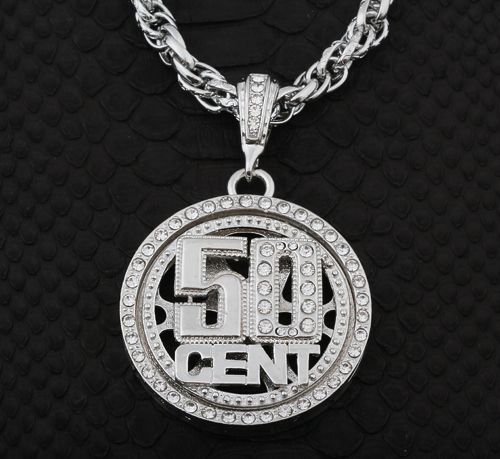 SPINNER 50CENT hip hop pendant Necklace BLING HIPHOP  