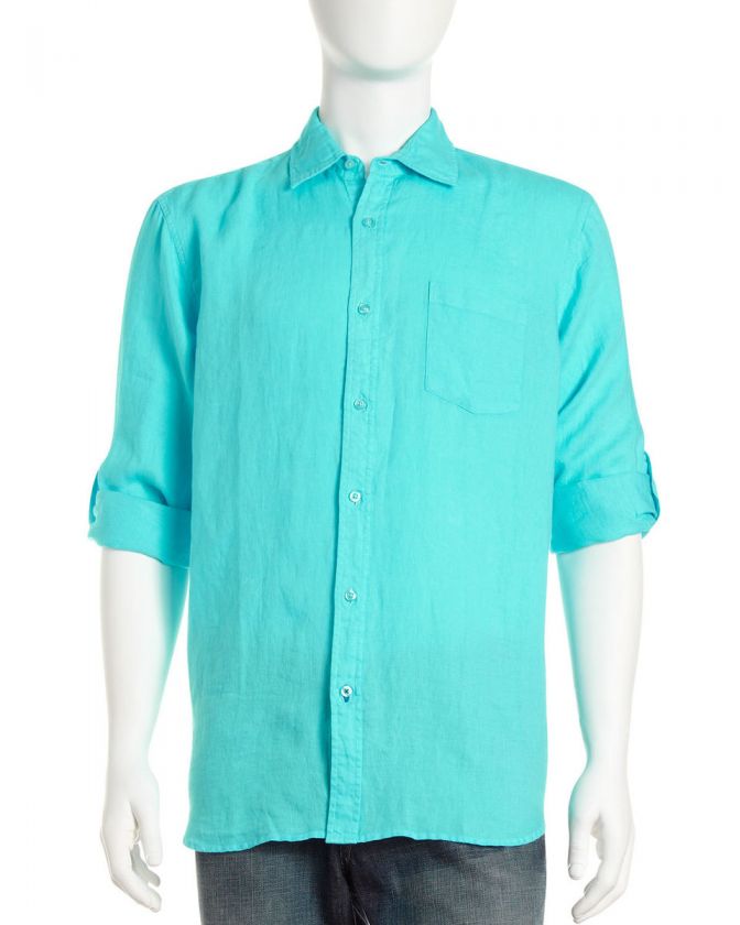  Linen Shirt, Aqua  