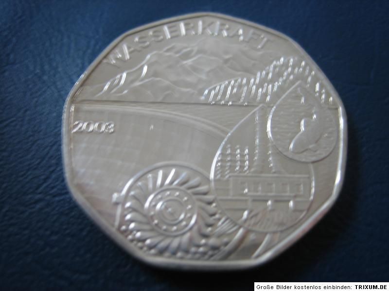 ÖSTERREICH 5 EURO 2003 WASSERKRAFT, SILBER  