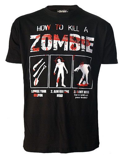   How To Kill A Zombie Black T Shirt Top Punk Rock Gothic Brains  