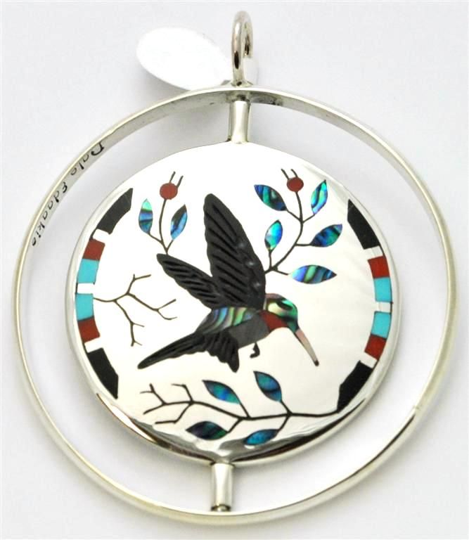 Zuni Multi Stone Spinner Bird and Flower Pendant   Dale Edaakie  