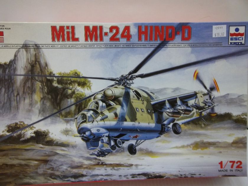 ESCI 1/72 SCALE MIL MI 24 HIND D COMBAT HELICOPTER PLASTIC MODEL KIT 