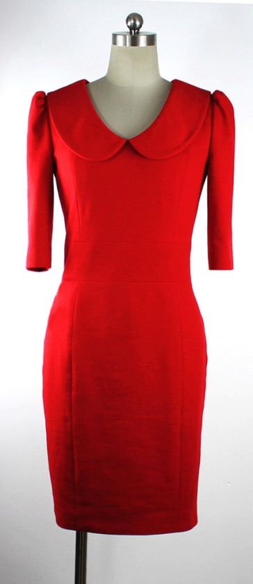 Peterpan Collar Pencil Dress with Puffed Shoulders  