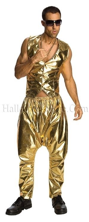 MC Rapper Gold Baggy Hammer Style Pants Time 1980s Throw back  