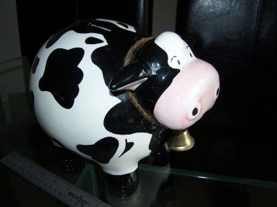 CERAMIC COW PIGGY BANK, FARMING, RANCHING, BULL RIDING, CATTLE 