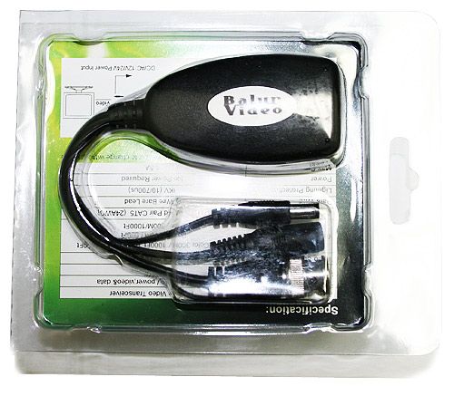 Passive Power/Video/Data Balun Pair Coax Cat5 RJ45 PTZ 705105249032 