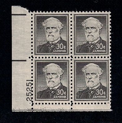 1955   ROBERT E. LEE   #1049A Mint  MNH  Plate Block  