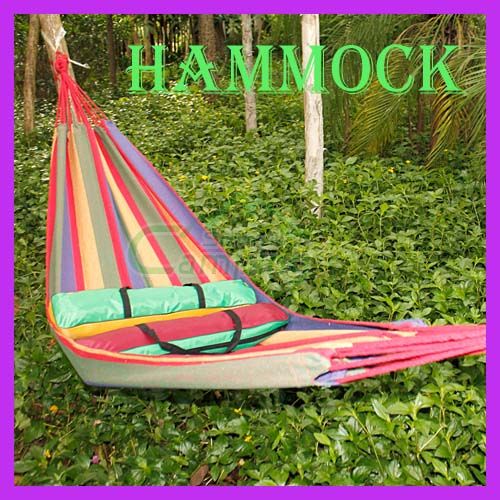 New Canvas Stripe Rope Hammock 72.83 x 39.37 Outdoor Camping 