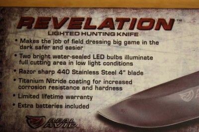 REVELATION KNIFE Lighted Hunting Knife w/ 2 LED Bulbs  