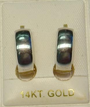 14k White Gold Huggy REVERSIBLE D/C Earrings Free Ship  