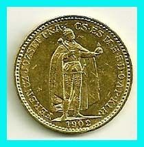 HUNGARY  1902 kb   20 KORONA  GOLD COIN  AUNC  .  