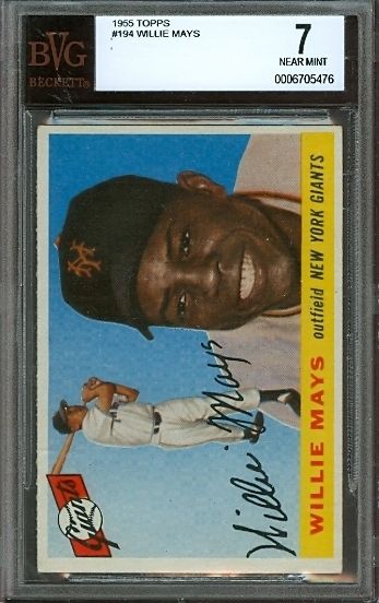 1955 Topps #194   Willie Mays   BVG 7    New York Giants HoF  