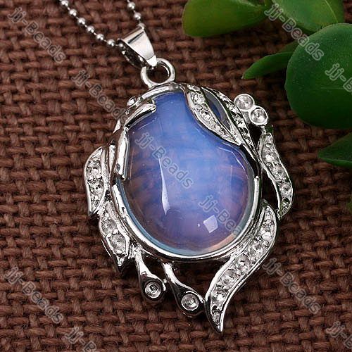 1P Crystal Fire Opalite Opal Oval Bead Pendant  