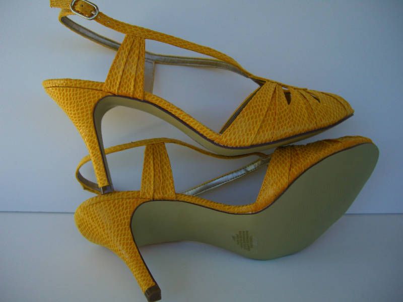 NINE WEST TOKEEPX3 Yellow Shoes Heels Strappy Women  