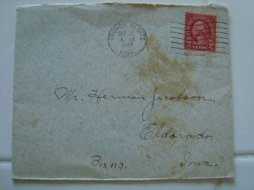 Vintage 1927 HANDWRITTEN LETTER & US 2 Cent WASHINGTON Scott #634a 