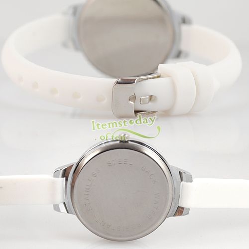 Elegant Lady Fashion Lady Quartz Unique Watch White Rubber Band Polish 