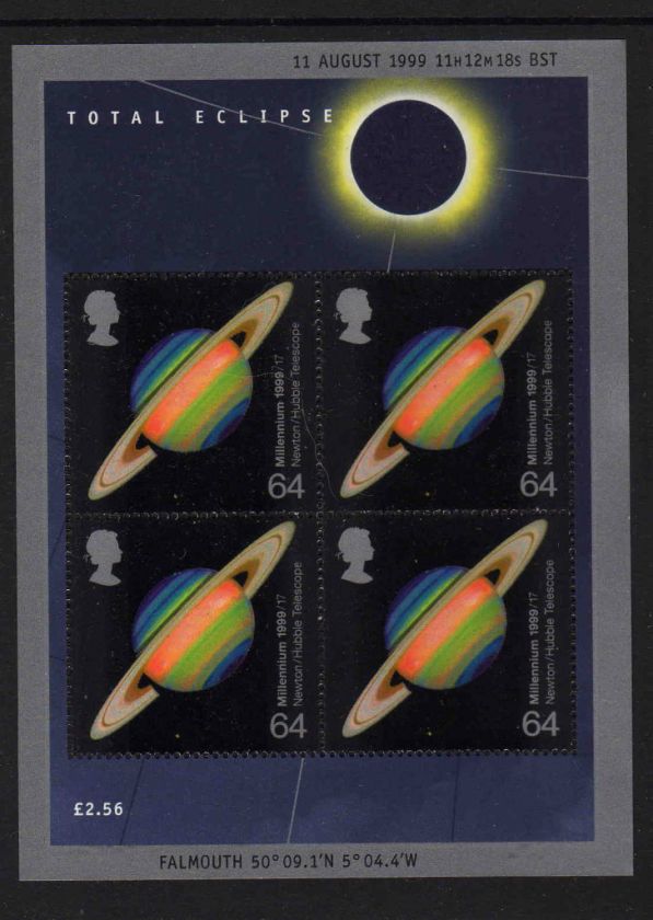GREAT BRITAIN 1999 SOLAR ECLIPSE M/SHEET MS 2106 MNH.  