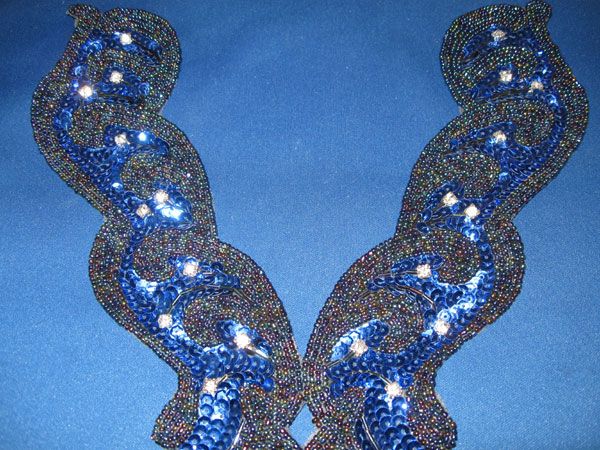 BLUE NECKLINE BODICE SEQUIN BEADED APPLIQUE 2199  