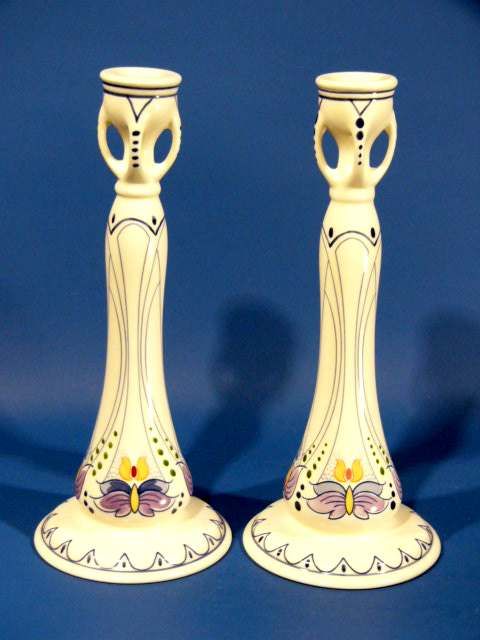 b625 Wonderful 9½ Art Nouveau GOUDA CANDLE STICK Amata  