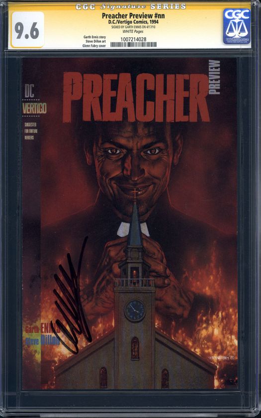 PREACHER PREVIEW #1 CGC 9.6 SS NM+ / 1st Preacher / Signed by Garth 