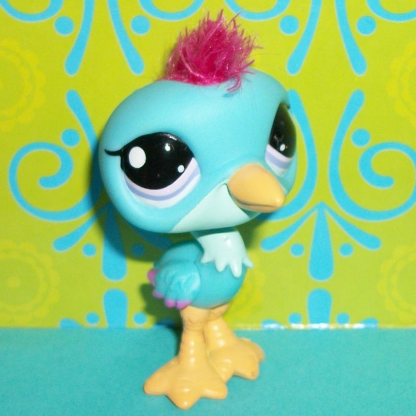 Littlest Pet Shop~#2582 CUTEST BLUE HERON BIRD FLUFFY PINK HAIR~Q168 