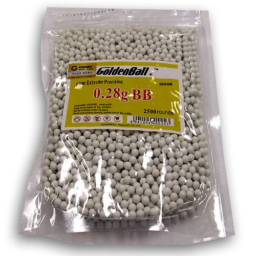 Airsoft .28g BBs 2500 6mm White Golden Ball GB5028W bag  