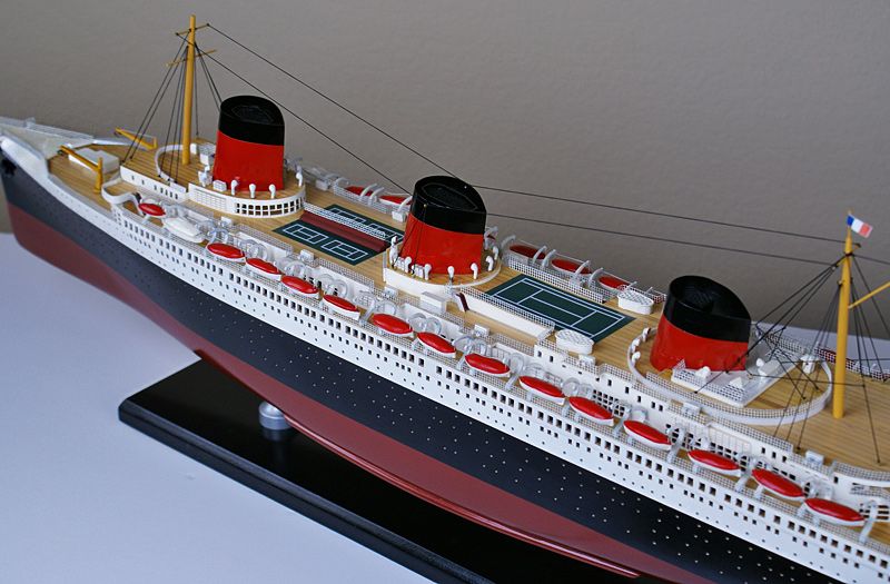   Normandie cruise ship wood model French ocean liner wooden boat  