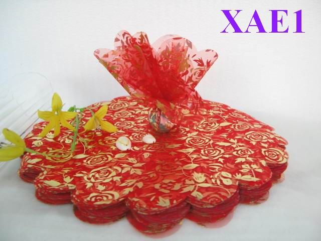 50 Red Rose Circular Wraps Organza Jewellery Wedding Gift bags Pouch 