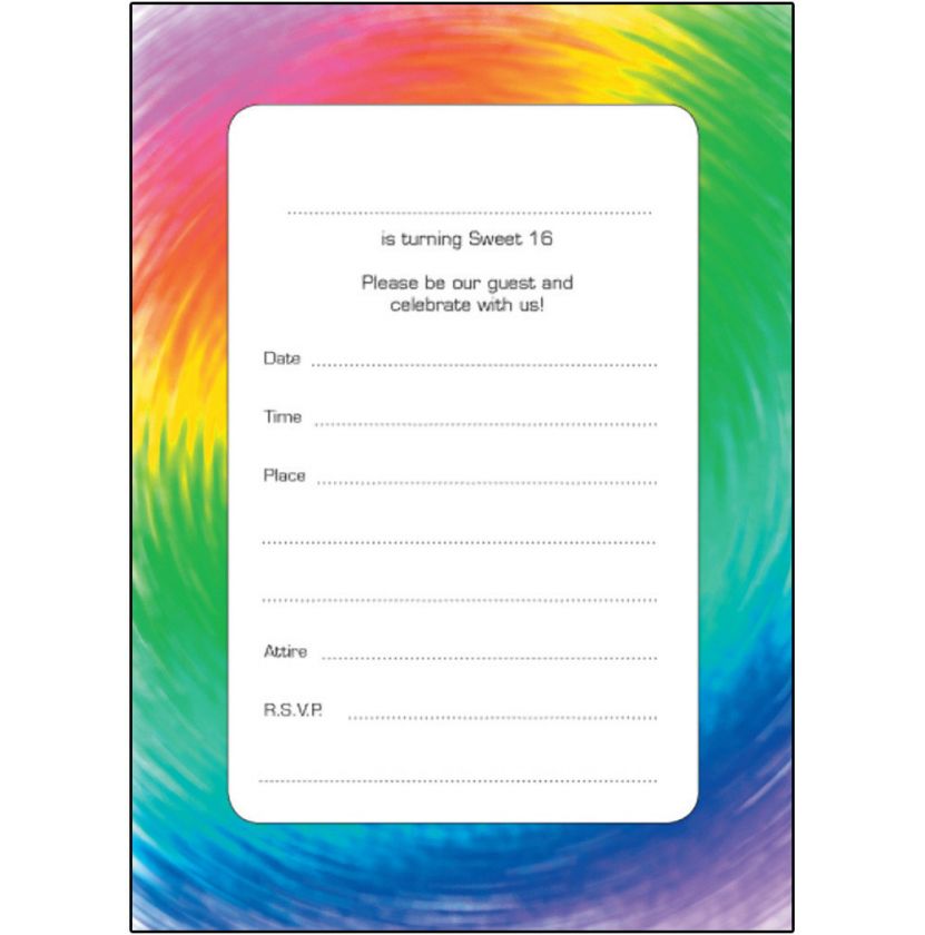   of 10 Sweet 16 Party Invitations with Envelopes, 70s Theme   SW16 36f