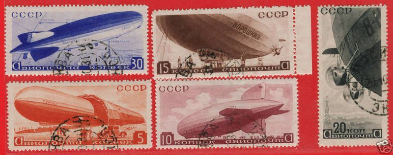 1934 Russia USSR Dirigible 376 380 Sc c53 c57 Used  