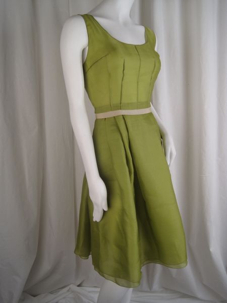 1750 Dolce Gabbana Italy Dress Green Silk Taffeta 40 6 S #0007ZJ 