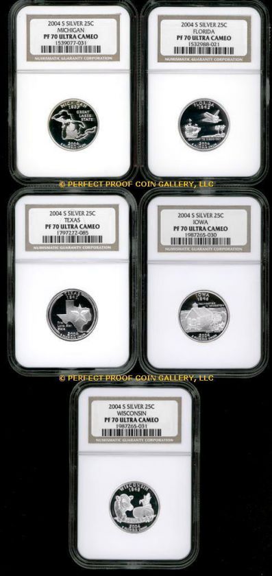 NGC PF70 UC 2004 S SILVER STATE QUARTER SET PF 70  