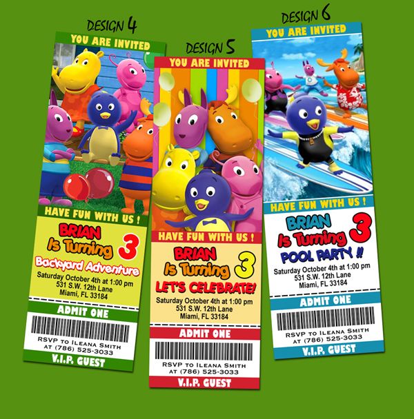 THE BACKYARDIGANS TICKET BIRTHDAY PARTY INVITATION  