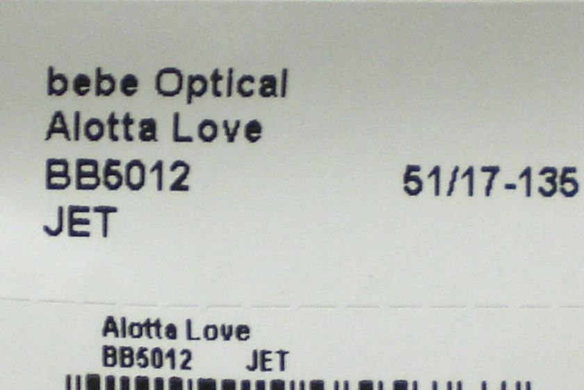 BEBE ALOTTA LOVE BB5012 5012 JET EYEGLASSES AUTH 51  