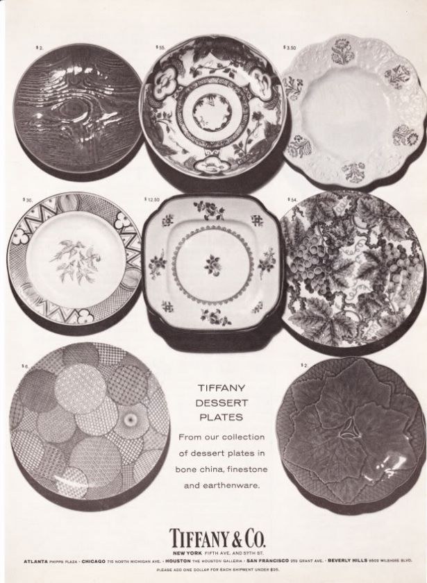 1970 Dessert Plates 8 styles photo Tiffanys print ad  