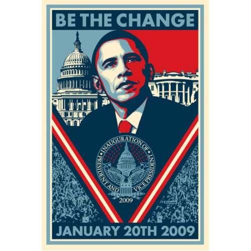 BARACK OBAMA BE THE CHANGE SHEPARD FAIREY SIGNED PRINT*  