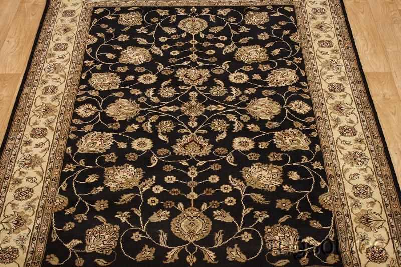 ALLOVER BLACK 6X9 AGRA JAIPOUR ORIENTAL RUG AREA NEW CARPET  