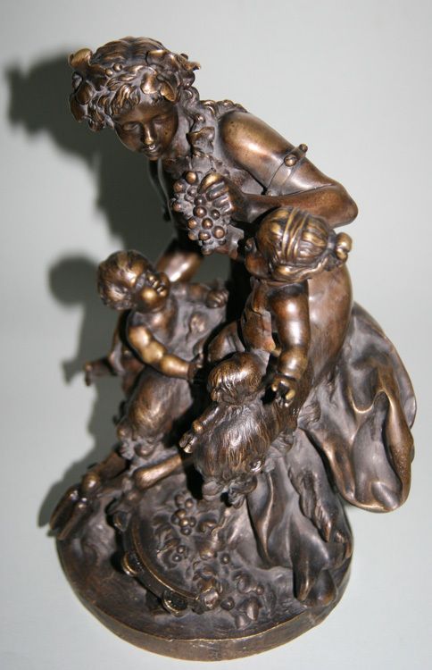 CLAUDE MICHEL CLODION BRONZE BACCHIC BACCHUS FAUN GROUP  