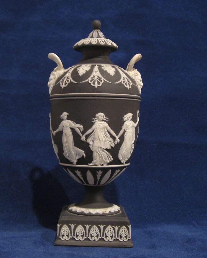 19th Century Wedgwood Black Jasperware 7 Covered Urn  