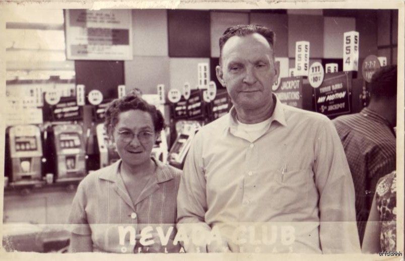 ELDERLY COUPLE FRONT OF SLOTS NEVADA CLUB CARSON CITY  