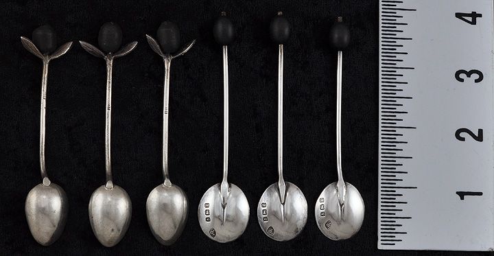   Sterling & 800 Silver Coffee Bean Spoons English Adie Brothers  