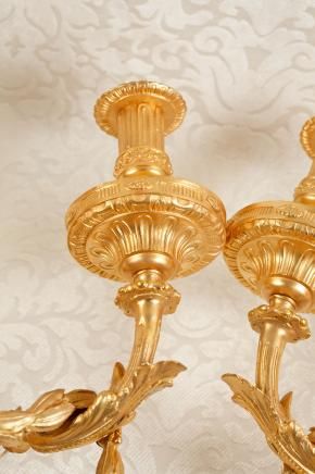 Pair Large French Regency Ormolu Sconces Wall Lights Appliques  