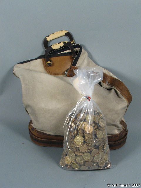   MAN Original Movie Prop SANDMANs Bank Bag/Coins ~MARVEL COMICS  