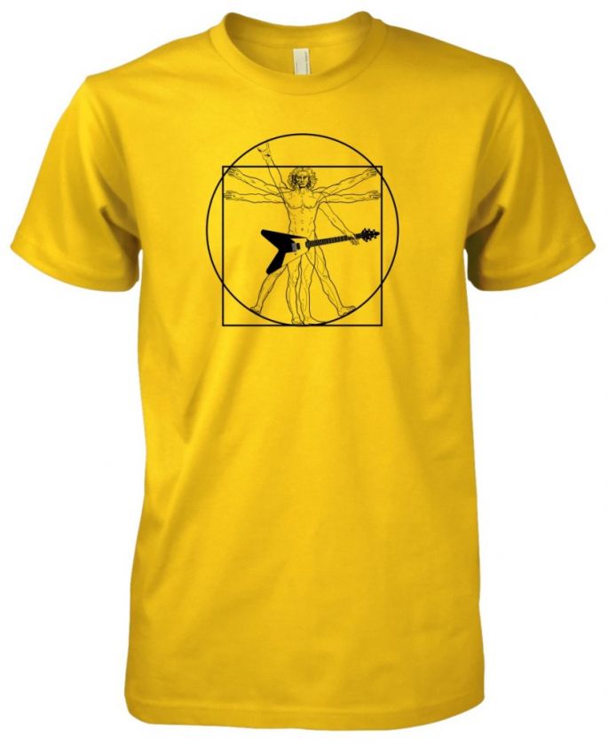 Mens American Apparel Da Vinci Vitruvian Guitar Man Music T Shirt Tee 