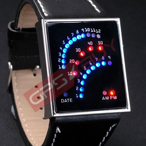 Trendy 29 LED Blue Lights Women Mens Sport Watch Unique  