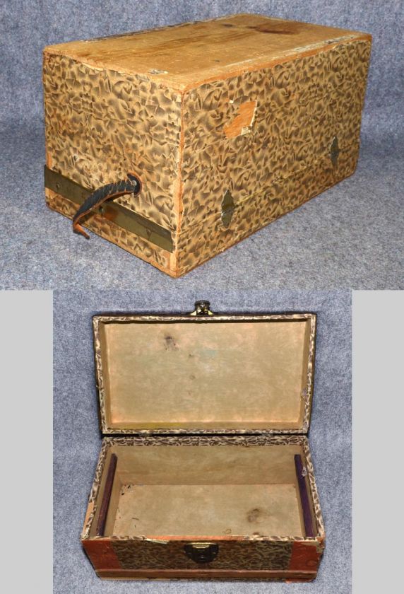 antique small steamer style trunk box chest doll  