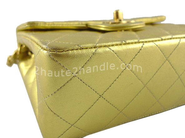 CHANEL gold lambskin 2.55 classic flap bag purse RARE  