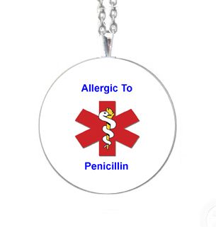 Handmade *** Alert *** Medical Allergic to Penicillin Glass Tile 