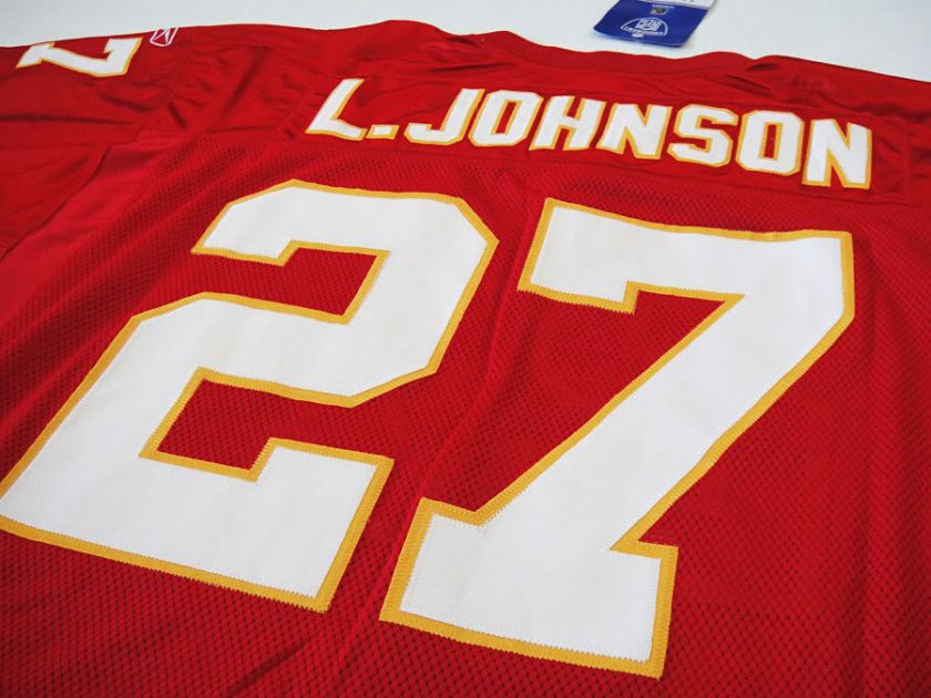   LARRY JOHNSON ON FIELD JERSEY 48 M KANSAS CITY CHIEFS NFL RBK  